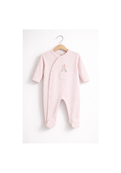 For My Baby Sevimli Tavşan Desenli Kız Bebek Tulum Pembe