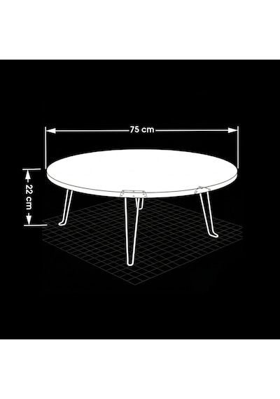 Ratemo 75 Cm Beyaz Katlanır Yer Sofrası 22 Cm Yükseklik Yemek Masası Beyaz