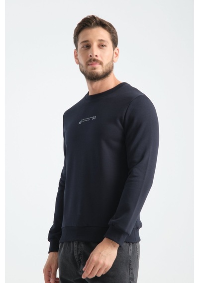 Shooter Sportwear Shooter Erkek Üç İplik Sweatshirt Regular Fit Pamuklu Bisiklet Yaka Günlük Spor Basic Lacivert