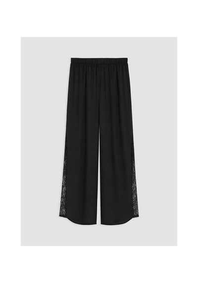 Lcw Dream Siyah Gömlek Yaka Dantelli Kadın Pijama Takım