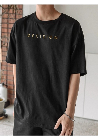 Unisex Siyah Oversiz Decision Baskılı Örme T-shirt Siyah Unisex Siyah Oversiz Decision Baskılı Örme T-shirt Siyah