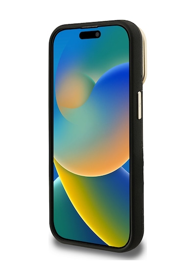 Apple Uyumlu iPhone 15 Pro Max Kılıf Guess Lisanslı M-safe Şarj Özellikli Kamera Standlı Peony Kapak Siyah
