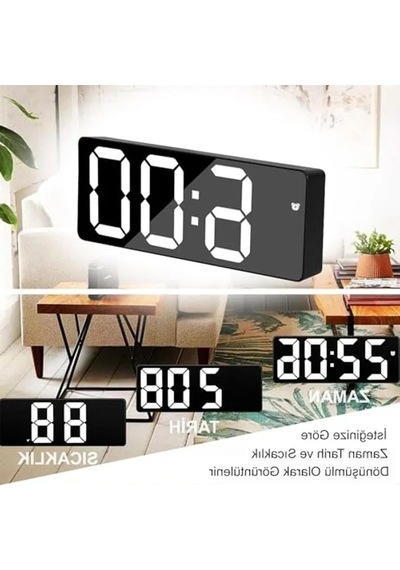 Dijital Masa Saati, Usb Güç İle Çalışan Aynalı Tasarım 07 Beyaz
