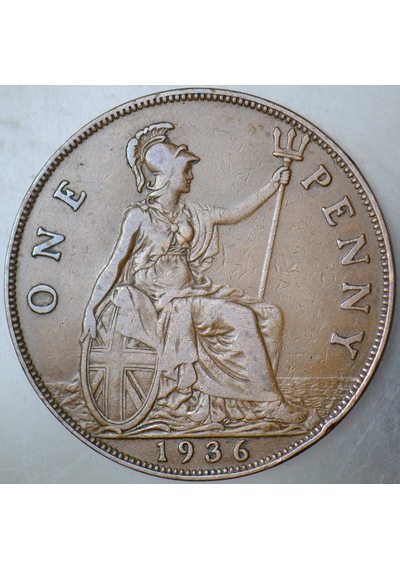 Birleşik Krallık 1 Penny 1936 Kral 5. George Dönemi. 31 Mm. İngiltere.