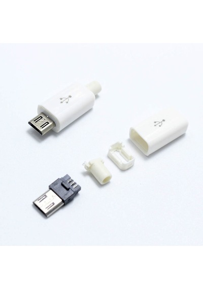 5 Adet 5 Pin Micro USB Şarj Kablosu Soketi - Beyaz