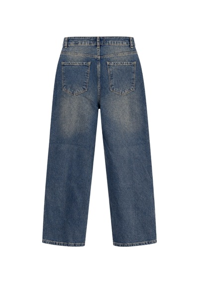 Vadon 1053 Kadın Yüksek Bel Tint Yıkamalı Straight Fit Düz Paça Jean Pantolon Mavi