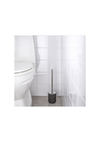 Modern Gri Tuvalet Fırçası 38 Cm - Şık Banyo Aksesuarı Gri Gri