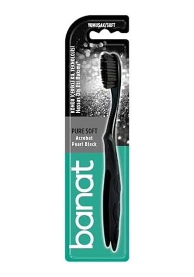 Pearl Black Charcoal Diş Fırçası Yumuşak 000 Açık Krem