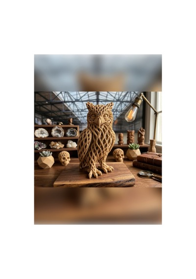 Kök Dokuma Baykuş Doğanın Bilgeliği 3 Boyutlu Bir Sanat Eseri Olarak Obje - Biblo Dekorasyon Ürünü