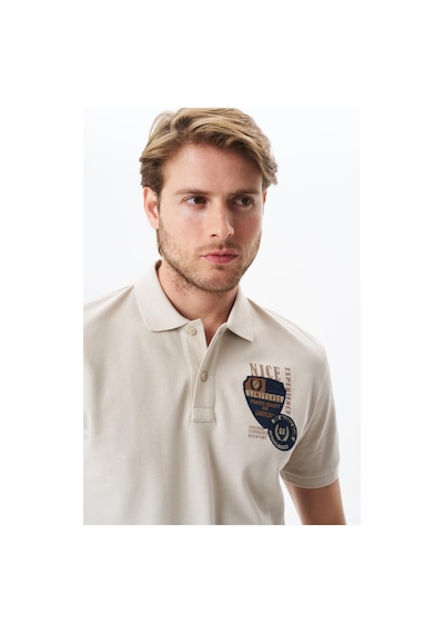 AR-MA Arma Erkek Yazı Baskılı Regular Fit % 100 Pamuk Pike Polo Yaka Tişört Y29374355802 Bej