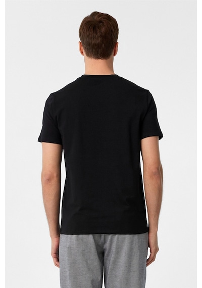Süvari Siyah Slim Fit Düz V Yaka Tişört