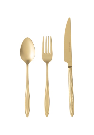 Mudo Home Essen 18 Parça Tatlı Çatal Kaşık Bıçak Seti Mat Gold Altın