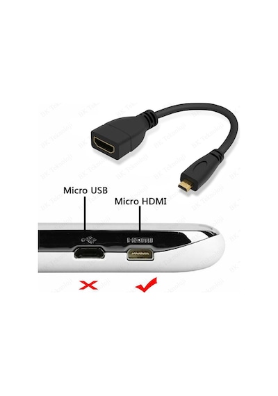 Micro Hdmı Erkek Hdmı Dişi Tablet Kamera Dönüştürücü Kablo