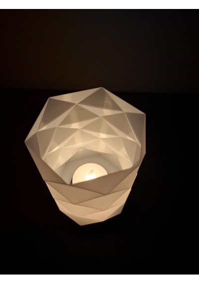 Üçgen Tasarım Tealight Mumluk- Mini Lamba Beyaz -  Siyah