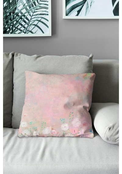 Tr Çift Tarafı Baskılı Canvas Flower-4 Desenli Süet Kırlent Kılıfı Diğer