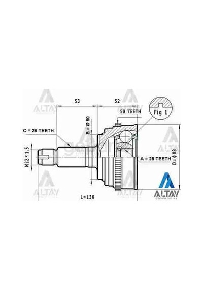 Aks Kafası Diş Civic 2001-2006 Absli 26x60x28