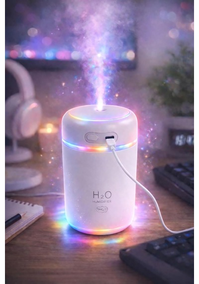 H2o Sessiz Ultrasonik Hava Nemlendirici Usb Şarjlı Gece Lambası Özellikli Oda Nemlendiricisi