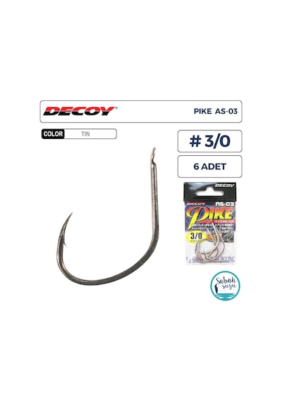 Decoy As-03 Pike Light Jigging Asist İğne Tın 3/0 6 Adet