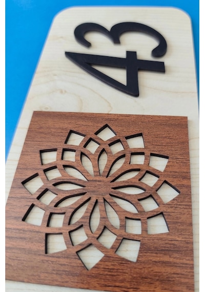 12 Li Ahşap Kapı Numarası Seti 3 Mm Mdf Lazer Kesim - Ceviz