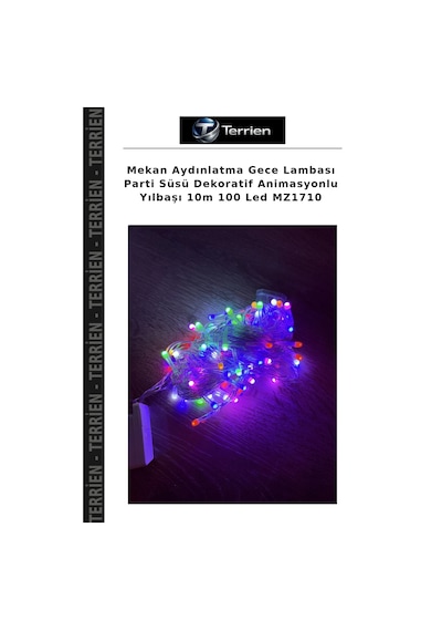 Mekan Aydınlatma Gece Lambası Parti Süsü Dekoratif Animasyonlu Yılbaşı 10m 100 Led Mz1710 RGB