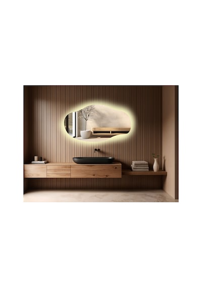 Boy Aynası Ledli, Asimetrik Ayna, Asimetrik Boy Aynası, Ledli Ayna, Duvar Aynası, Günışığı Led 120 X 65 Gümüş