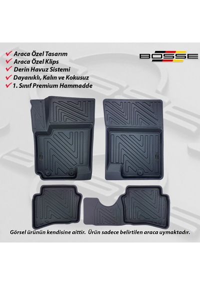 Hyundai i20 Paspas Araca Özel 2008 - 2014 BOSSE 3D Havuzlu Oto Paspas Paspas