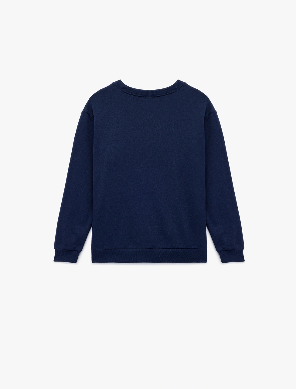 Koton Uzun Kollu Bisiklet Yaka Baskılı Şardonlu Sweatshirt Lacivert 6wkb10144tk