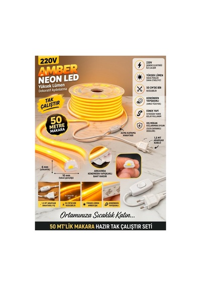 50 Metre Amber 220v Neon Led Şerit ,tak Çalıştır Set, Fişli Anahtarlı Esnek Şerit Led, ,turuncu Led,mutfak,tezgah Ledi,led Şerit Işık ,ambiyans Işık Havuzu, Kendinden Yapışkanlı,kehribar Led 50 Metre Amber 220v Neon Led Şerit ,tak Çalıştır Set, Fişli Anahtarlı Esnek Şerit Led, ,turuncu Led,mutfak,tezgah Ledi,led Şerit Işık ,ambiyans Işık Havuzu, Kendinden Yapışkanlı,kehribar Led