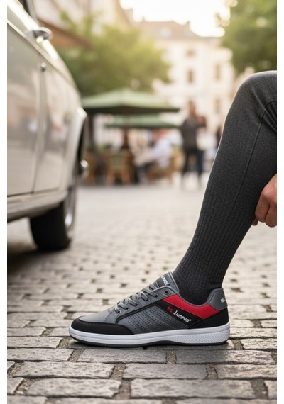 Enoch Erkek Spor Ayakkabı - Rahat Kalıp Hafif Taban Günlük Sneaker Füme - Beyaz