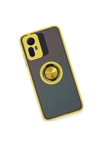 Newface Xiaomi Redmi Note 12s Kılıf Montreal Yüzüklü Silikon Kapak - Sarı Sarı