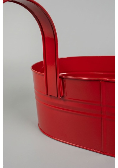 Askılı Metal Elips Saksı - Sökülebilir Askılı Balkon Saksılık Ve Çiçeklik 7 Litre Kırmızı