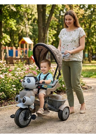 Babyhope Little Panda Lüx 3 Tekerlekli İtmeli Vizon Kahverengi