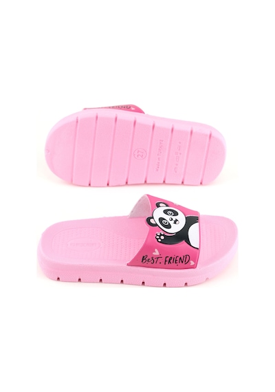 Gezer Kız Çocuk Yazlık Best Friend Panda Pu Rahat Taban Ev Banyo Havuz Plaj Terlik Fuşya