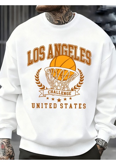 Startmore Startmorelos Angeles Basketbol Mücadelesi Baskılı Sweatshirt Erkek Retro Hip Hop Kıyafetleri Günlük Ka Beyaz