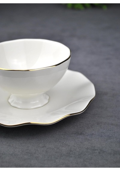 2 Kişilik 4 Parça Porselen Gold Yaldızlı Çay Neskafe Fincan Takımı 170 Ml Altın Fincan Seti -lilyum Diğer