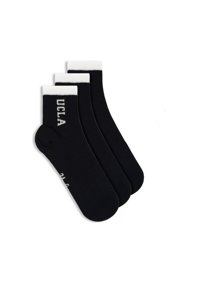 Ucla Julıo 3'lü Siyah Uzun Jakarlı Pamuk Standard Fit Unisex Çorap