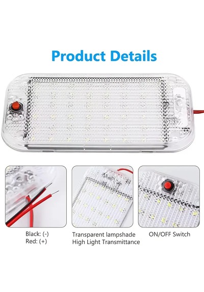 2 Adet 12 Volt Kamyon Ve Karavan Tavan Lambası 48 Led