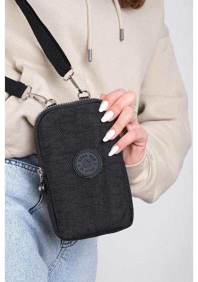 Baginn Klinkır Kumaş Mini Çapraz Askılı Kadın Cep Telefonu Çantası Mini Cüzdan Çanta 20 10 Cm Su İtici Siyah