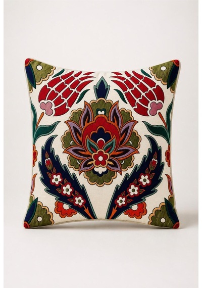 Premium Goblen Nakış Kırlent Kılıf 40 Cm X 40 Cm - 1 Adet Acı Kahve