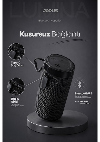 Yüksek Sesli Işıklı Taşınabilir TWS Bluetooth Hoparlör Şarjlı Kablosuz Speaker USB SD Destekli