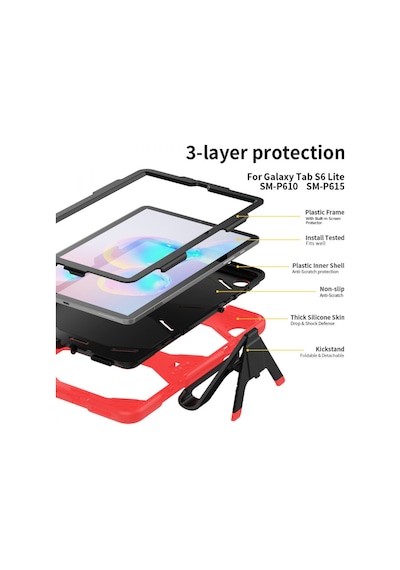 Galaxy P610 Tab S6 Lite 10.4 Kılıf Griffin Tablet Kapak - Kırmızı Diğer