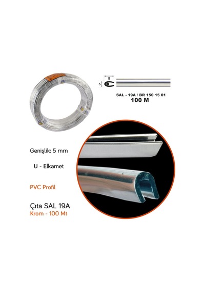 Carub Çıta SAL 19A Elkamet 5 mm x 100 Mt Krom  BR1501501