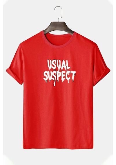 Uyguntarz Unisex Suspect Tasarım Tshirt Kırmızı