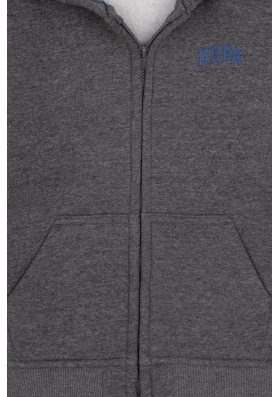 U.S. Polo Assn. Erkek Çocuk Antrasit Melanj Fermuarlı Kapüşonlu Sweatshirt 50313852-VR081