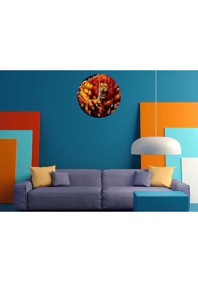 Ti-play Aslan Çizdi 30x30cm Akrilik Dekoratif Modern Duvar Saati ÇOk Renkli