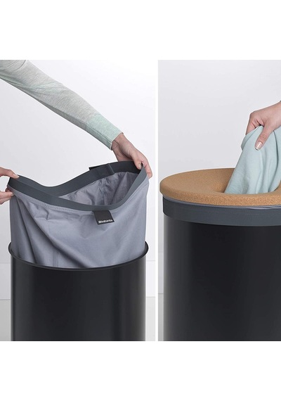 Brabantia Çamaşır Sepeti 60 Lt Siyah Mantar Kapak 120022 Siyah