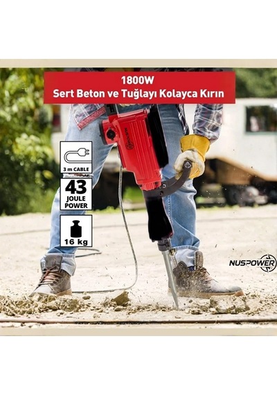 Nuspower 16 Kg Darbeli Kırıcı Delici Hilti 1800w Profesyonel Beton Kırma Makinesi