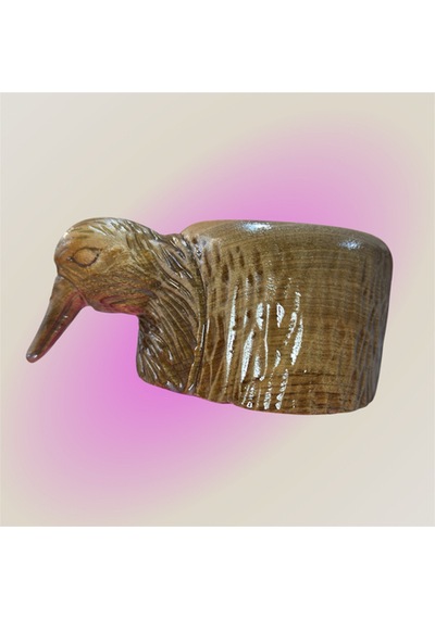 Ahşap El Oyması Balıkçı Kuş Kuksa . Ahşap