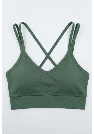 Aura Collections Çapraz İp Askılı Çıkarılabilir Pedli Sporcu Sütyeni Bralette Yeşil