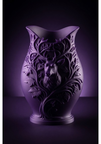3d Baskılı Geyik Desenli Dekoratif Vazo 15 Cm Mor